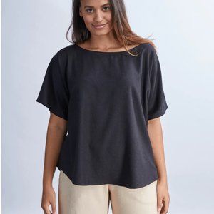 Jamie & the Jones THE BLANK CANVAS TOP Black M Raw Silk USA